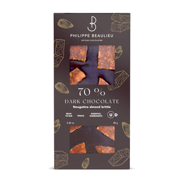Philippe Beaulieu 70% Dark Nougatine Almond Brittle Chocolate Bar