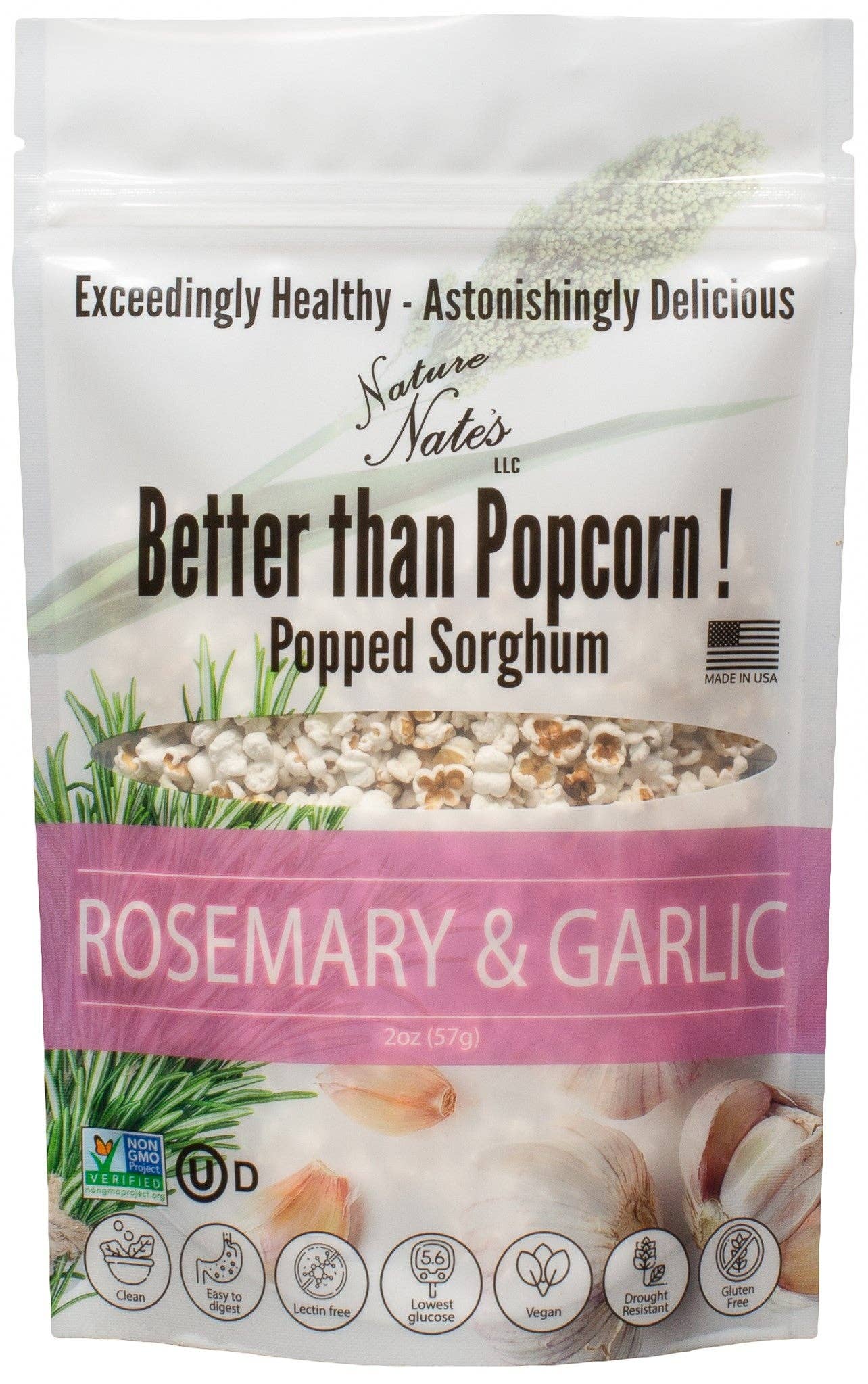 Popped Sorghum Rosemary Garlic - 5 OZ