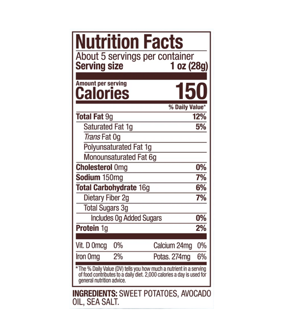 Jackson's Sea Salt Sweet Potato Avocado Oil Chips - 5 OZ