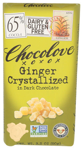 Ginger Crystallized Dark Chocolate Bar - 3.2 OZ