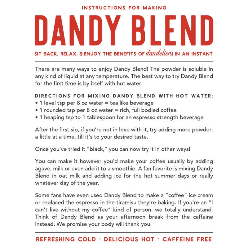 Organic Dandy Blend Coffee Alternative . 11 oz
