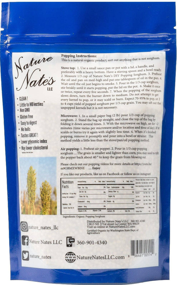 Organic Popping Sorghum, DIY Do It Yourself - 1 lb