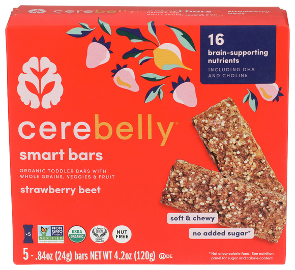 Cerebelly Strawberry Beat Smart Bars - 4.2 OZ