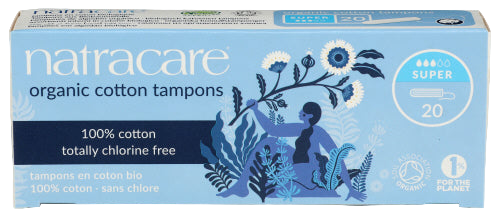 Natracare Super Non-Applicator Organic Cotton Tampons - 20 PC