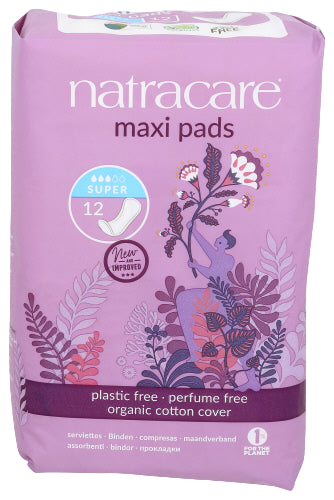 Natracare Organic Cotton Super Maxi Pads - 12 PC