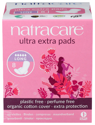 Natracare Ultra Extra Long Pads with Wings - 8 PC