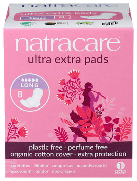 Natracare Ultra Extra Long Pads with Wings - 8 PC