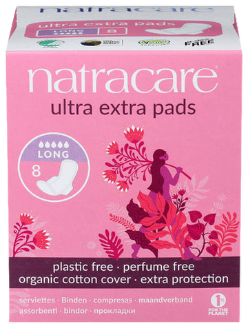 Natracare Ultra Extra Long Pads with Wings - 8 PC
