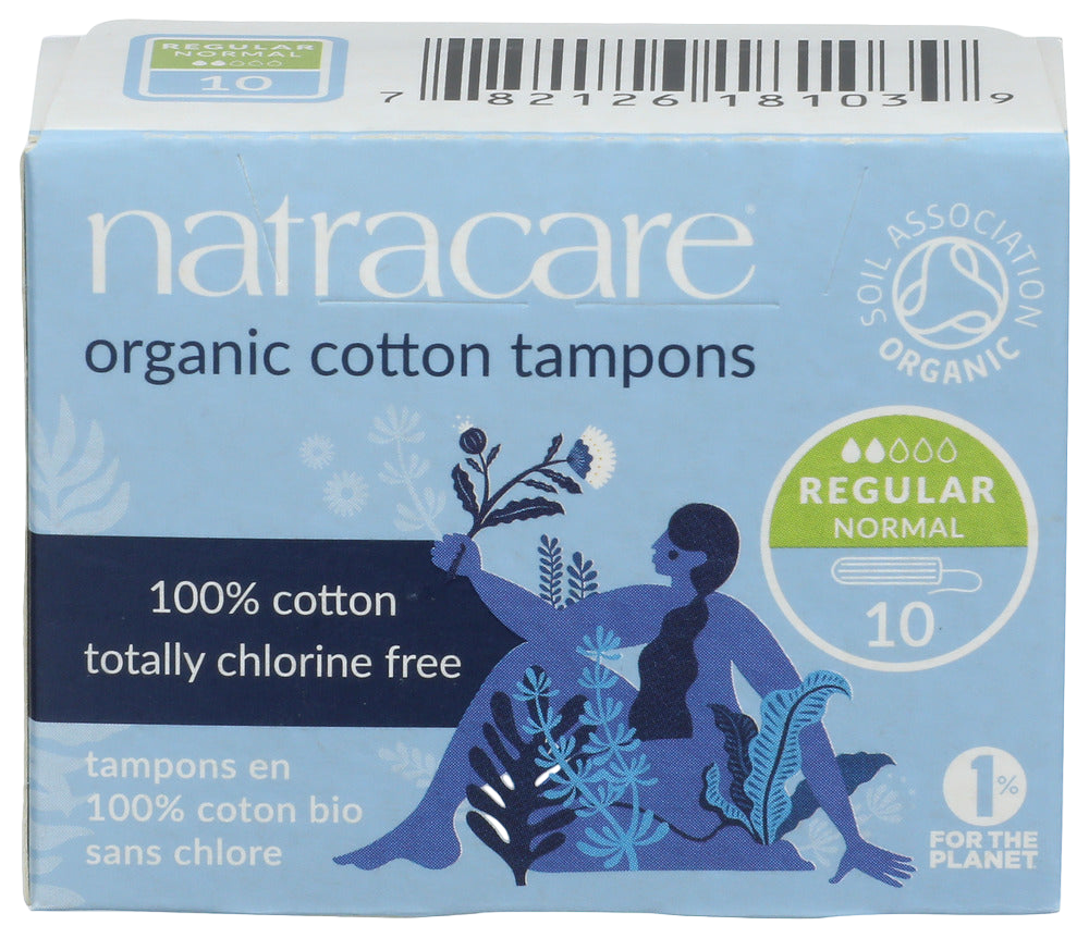 Natracare Regular Non-Applicator Organic Cotton Tampons - 10 PC