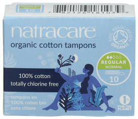 Natracare Regular Non-Applicator Organic Cotton Tampons - 10 PC