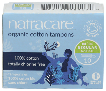 Natracare Regular Non-Applicator Organic Cotton Tampons - 10 PC