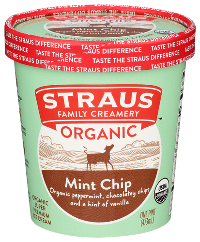 Straus Mint Chocolate Chip Ice Cream - 1 PT