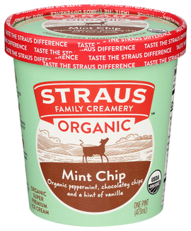 Straus Mint Chocolate Chip Ice Cream - 1 PT