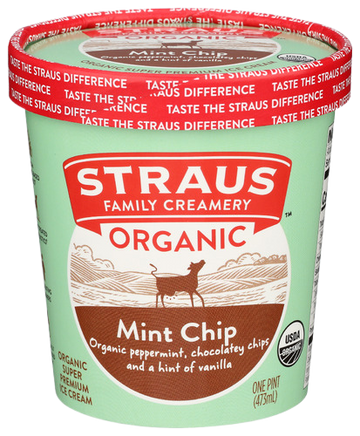 Straus Mint Chocolate Chip Ice Cream - 1 PT