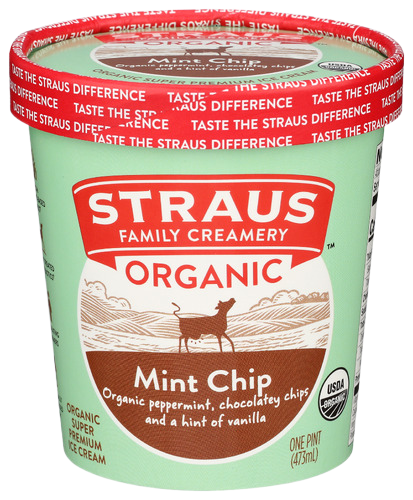 Straus Organic Mint Chocolate Chip Ice Cream - 1 PT