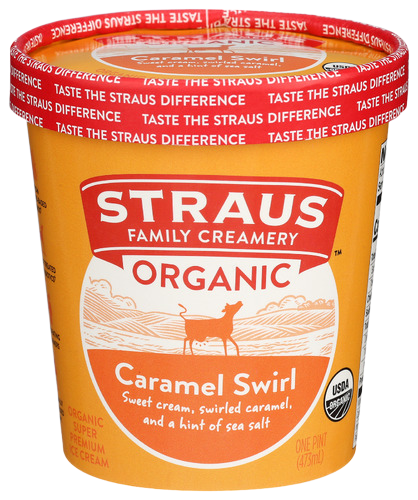 Straus Organic Caramel Swirl Ice Cream - 1 PT