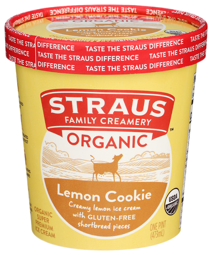 Straus Organic Lemon Cookie Ice Cream - 1 PT