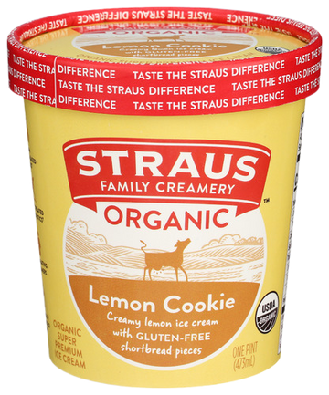Straus Organic Lemon Cookie Ice Cream - 1 PT