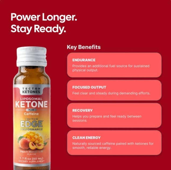 Tecton Ketones - Performance Shot + Caffeine: Peach Mango Lift