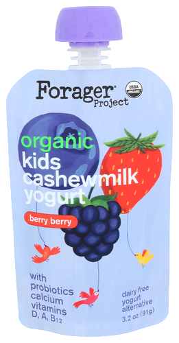 Forager Organic Kids Berry Berry Cashewmilk Yogurt Pouch - 3.2 OZ