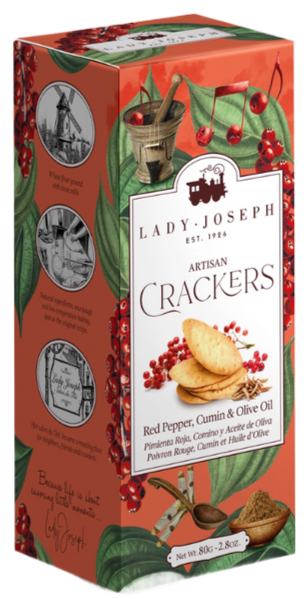Artisan Vegan Crackers with Red Pepper, Cumin and Olive Oil