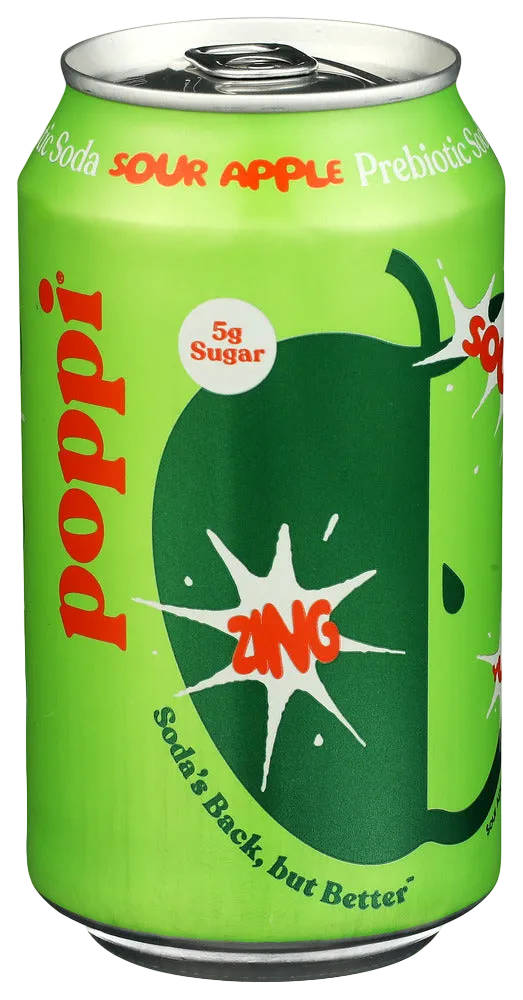 Poppi Sour Apple Prebiotic Soda - 12 FO
