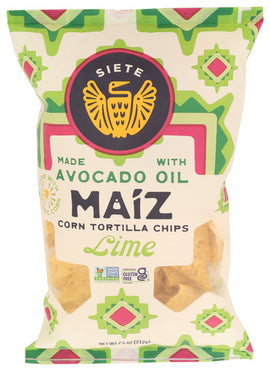 Avocado Oil Lime Corn Tortilla Chips - 7.5 OZ