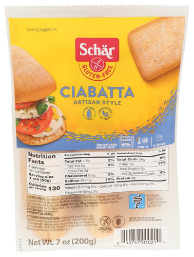 Gluten Free Artisan Style Ciabatta - 7 OZ