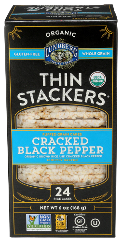 Organic Cracked Black Pepper Thin Stackers - 6 OZ