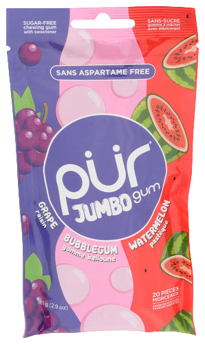 Grape, Bubblegum, & Watermelon Jumbo Gum - 20 PC