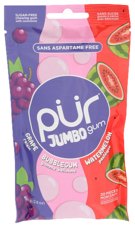 Grape, Bubblegum, & Watermelon Jumbo Gum - 20 PC