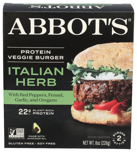 Abbot's Italian Herb Veggie Burger - 8 OZ