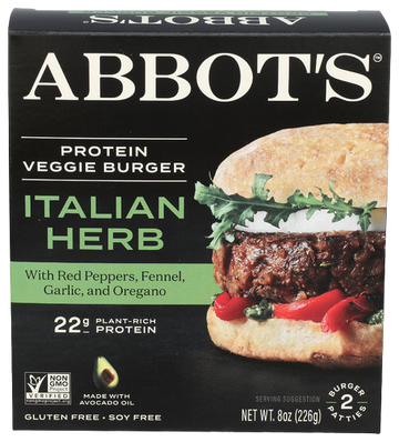 Abbot's Italian Herb Veggie Burger - 8 OZ