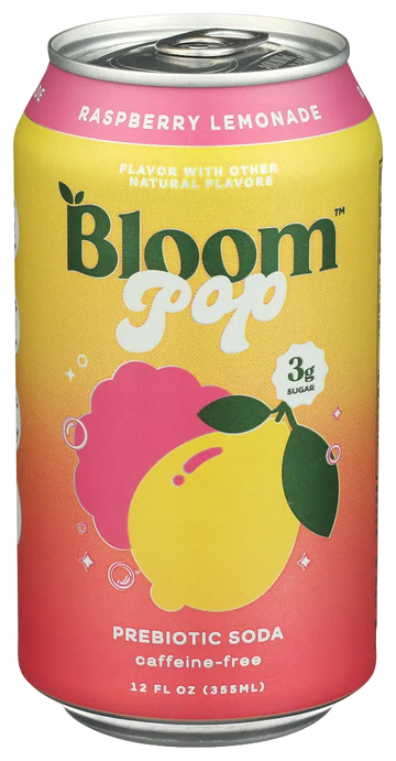 Bloom Raspberry Lemonade Prebiotic Soda - 12 FO
