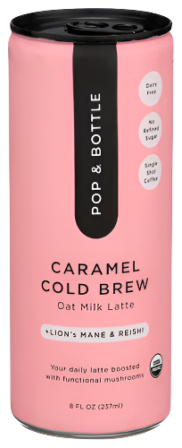 Pop & Bottle Caramel Cold Brew Oat Milk Latte + Lion's Mane & Reishi  - 8 FO