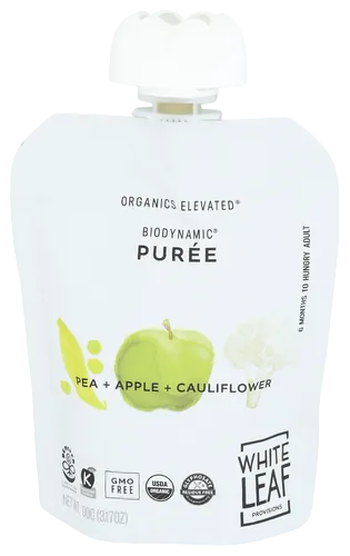 White Leaf Provision Pea, Apple & Cauliflower Baby Food - 3.17 OZ