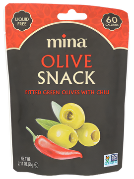 Pitted Green Olives with Chili Snack - 2.11 OZ