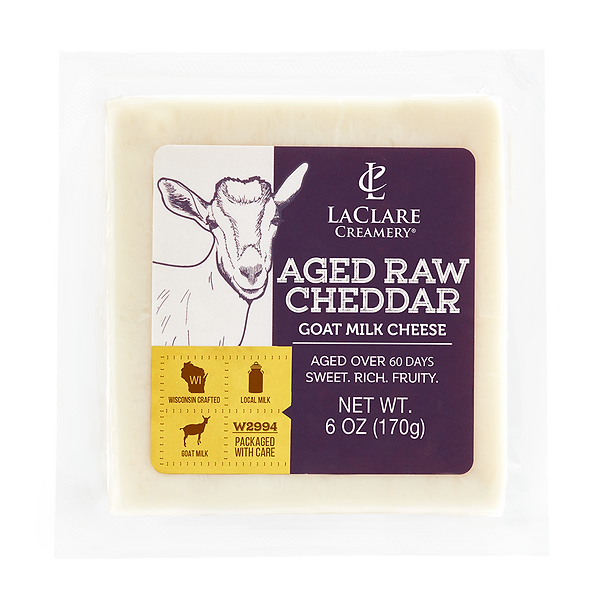 Aged Raw Cheddar Goat Milk Cheese - 6 OZ