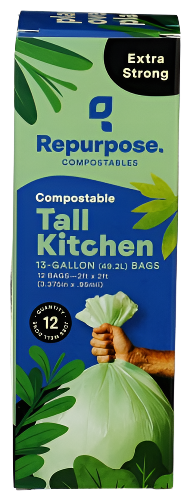 Compostable Tall Kitchen 13 Gal Bags - 12 EA