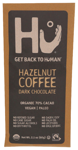 Organic Hazelnut Coffee Dark Chocolate Bar - 2.1 OZ