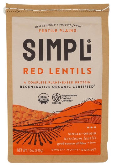 Simpli Regenerative Organic Red Lentils - 12 OZ