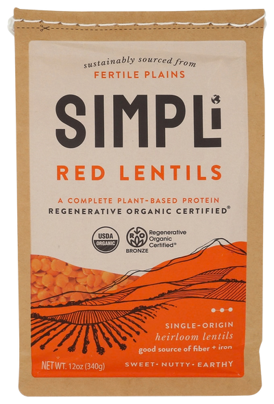 Simpli Regenerative Organic Red Lentils - 12 OZ