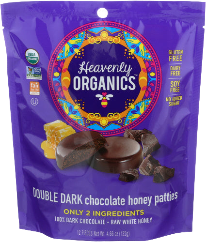 Heavenly Organics Double Dark Chocolate Honey Patties - 4.66 OZ