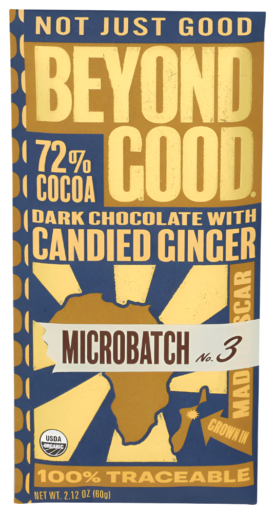 Beyond Good 72% Candied Ginger Dark Chocolate Bar - 2.12 OZ