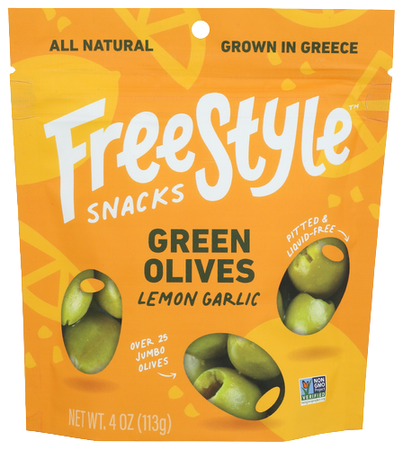 Freestyle Lemon Garlic Green Olives - 4 OZ