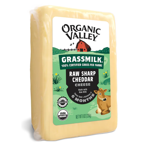 Organic Grassmilk Raw Sharp Cheddar Cheese - 8 OZ