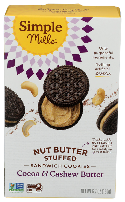 Simple Mills Cocoa & Cashew Butter Sandwich Cookies - 6.7 OZ