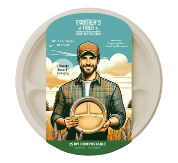 10″ 3 Compartment Compostable Plate - 20 CT