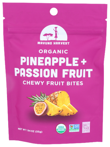 Mavuno Harvest Pineapple Passion Fruit Chewey Fruit Bites - 1.94 OZ