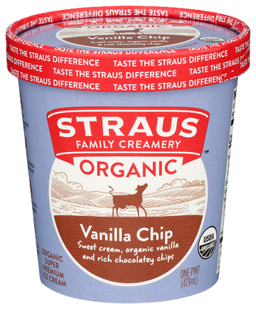 Straus Organic Vanilla Chip Ice Cream - 1 PT